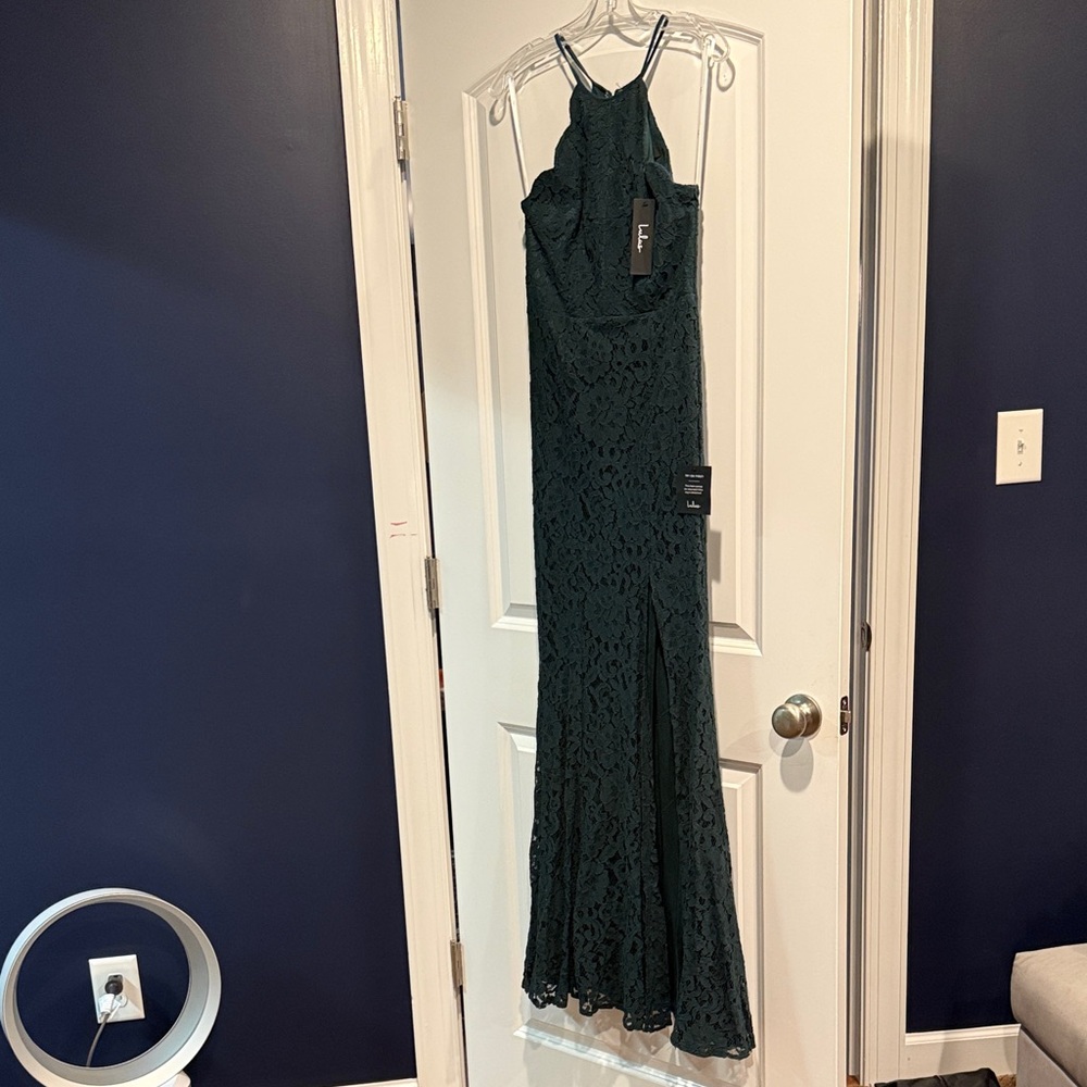 Lulu's Dark Green Lace Maxi Dress